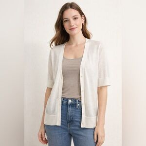 LOFT Sheer Short Sleeve Cardigan – Size Medium
